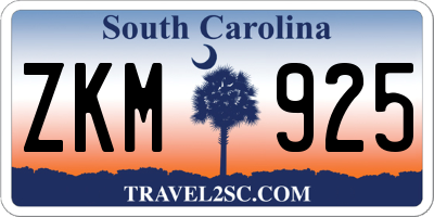 SC license plate ZKM925