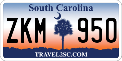 SC license plate ZKM950