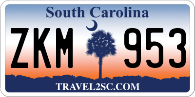 SC license plate ZKM953