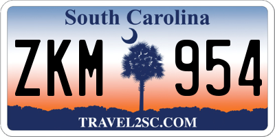 SC license plate ZKM954