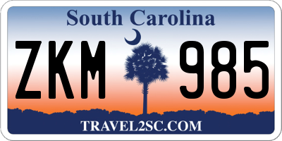 SC license plate ZKM985