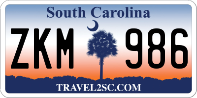 SC license plate ZKM986