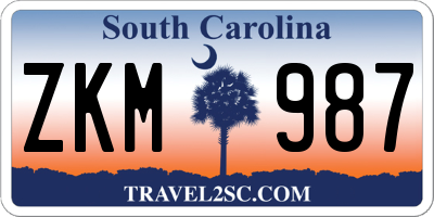 SC license plate ZKM987