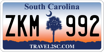 SC license plate ZKM992