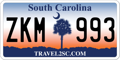 SC license plate ZKM993