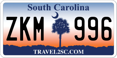 SC license plate ZKM996