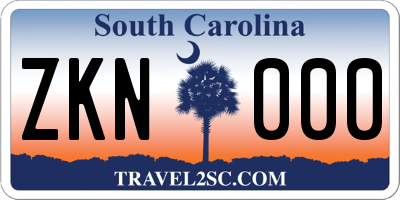 SC license plate ZKN000