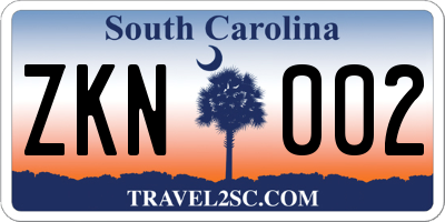 SC license plate ZKN002