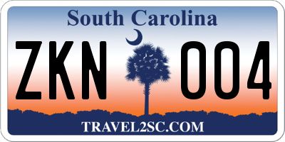 SC license plate ZKN004
