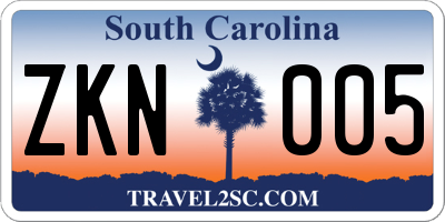 SC license plate ZKN005