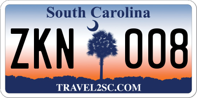 SC license plate ZKN008