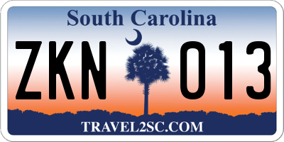 SC license plate ZKN013