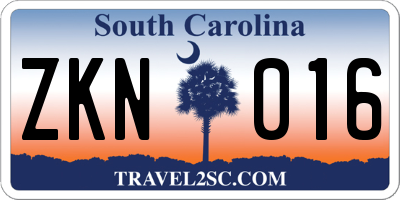 SC license plate ZKN016
