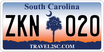 SC license plate ZKN020