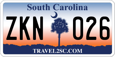 SC license plate ZKN026