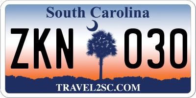 SC license plate ZKN030