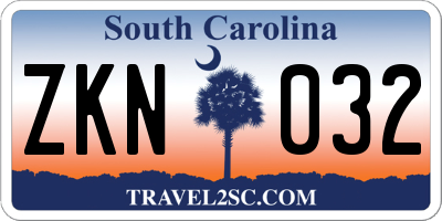 SC license plate ZKN032