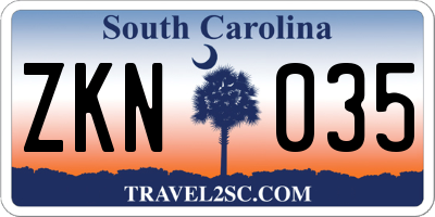 SC license plate ZKN035