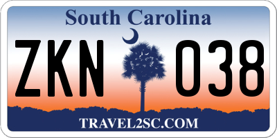SC license plate ZKN038