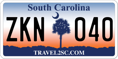 SC license plate ZKN040