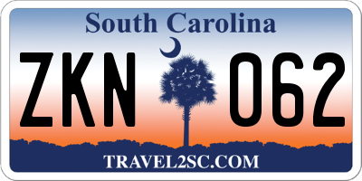 SC license plate ZKN062