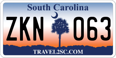 SC license plate ZKN063