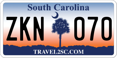SC license plate ZKN070