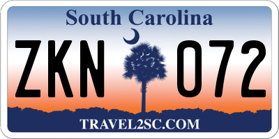SC license plate ZKN072
