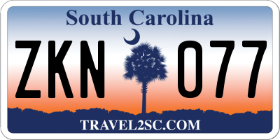 SC license plate ZKN077