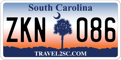 SC license plate ZKN086