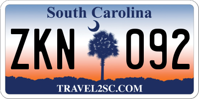 SC license plate ZKN092
