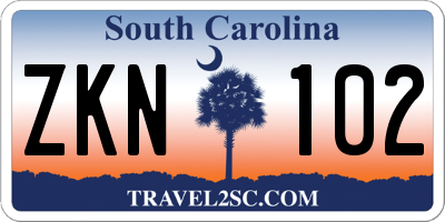 SC license plate ZKN102