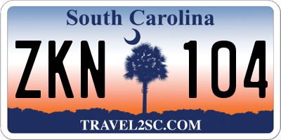 SC license plate ZKN104