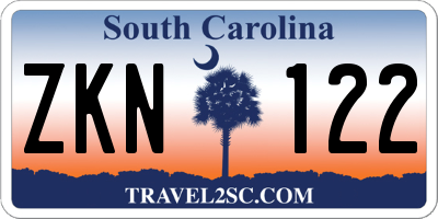 SC license plate ZKN122