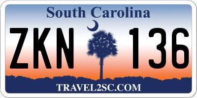 SC license plate ZKN136