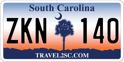 SC license plate ZKN140