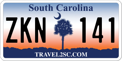 SC license plate ZKN141