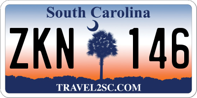 SC license plate ZKN146