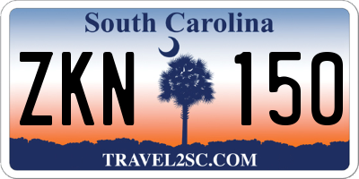 SC license plate ZKN150