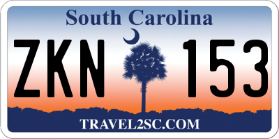 SC license plate ZKN153