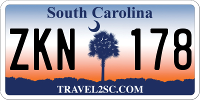 SC license plate ZKN178