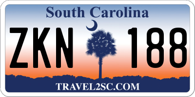 SC license plate ZKN188