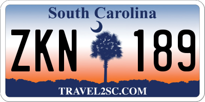 SC license plate ZKN189