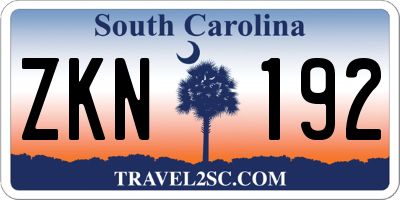 SC license plate ZKN192