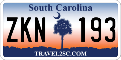 SC license plate ZKN193