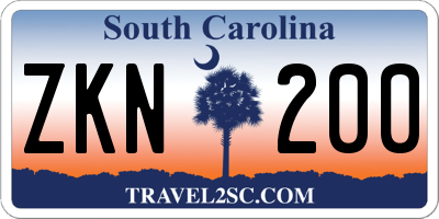 SC license plate ZKN200
