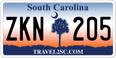 SC license plate ZKN205