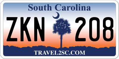 SC license plate ZKN208