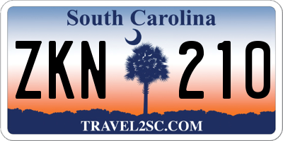 SC license plate ZKN210