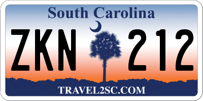 SC license plate ZKN212